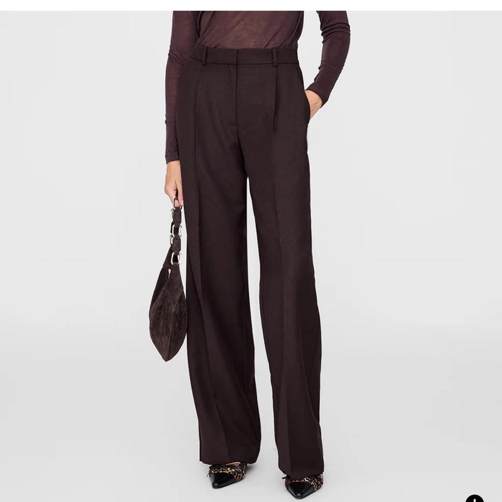 NWT ANINE BING Trent Trouser Deep Brown Wide Leg Pant (Size 6)
